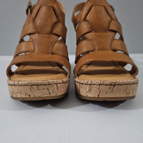 NEW Born Bernese Cage Sandal Womens 10 Brown Leather Cork Wedge Platform - Picture 6 of 14